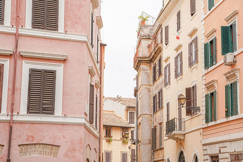 Charming Pastel City Street art print by Henrike Schenk for $57.95 CAD
