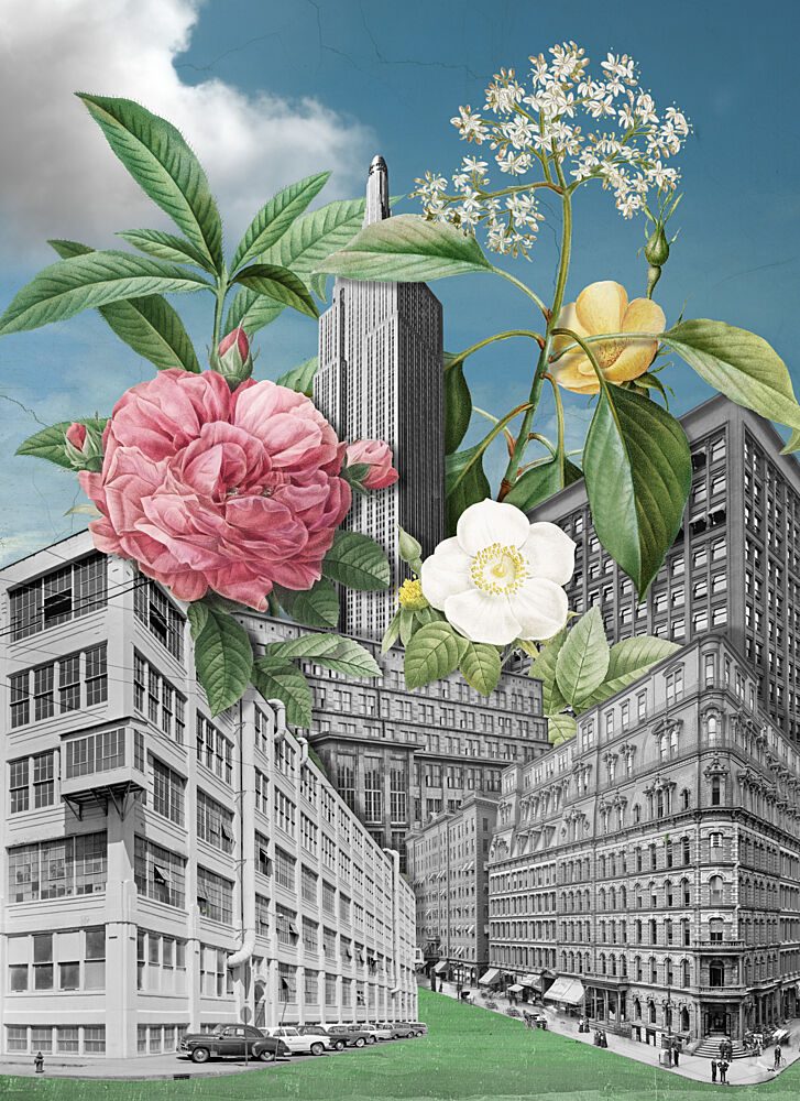 Botanical Cityscape art print by Marja van den Hurk for $57.95 CAD
