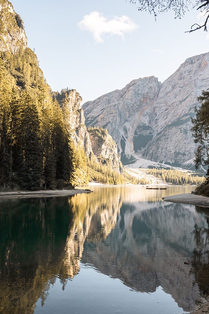 Serene Mountain Lake Reflection art print by Henrike Schenk for $57.95 CAD