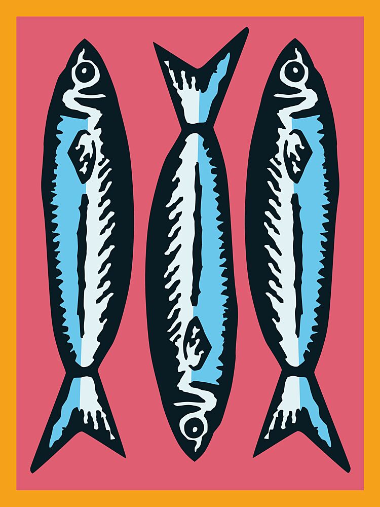 Three Blue Sardines art print by WallChart Art Studio for $57.95 CAD