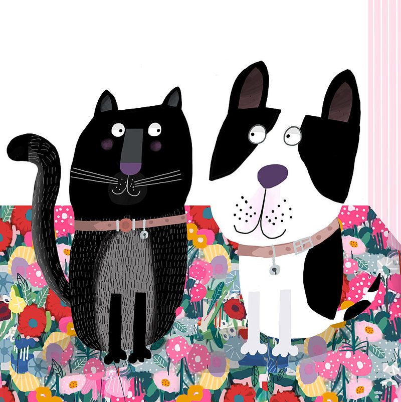 Happy Floral Pet Friends art print by Carla Daly for $57.95 CAD