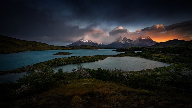 Patagonia Mountain Lake Sunset art print by Dieter Weck for $57.95 CAD