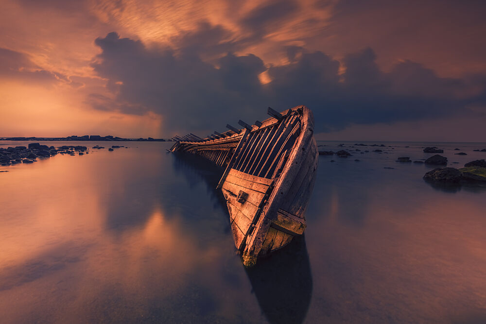 Abandoned Shipwreck Sunset art print by Bunyamin Wari for $57.95 CAD