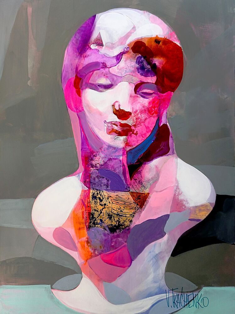 Colorful Abstract Bust art print by Victor Tkachenko for $57.95 CAD