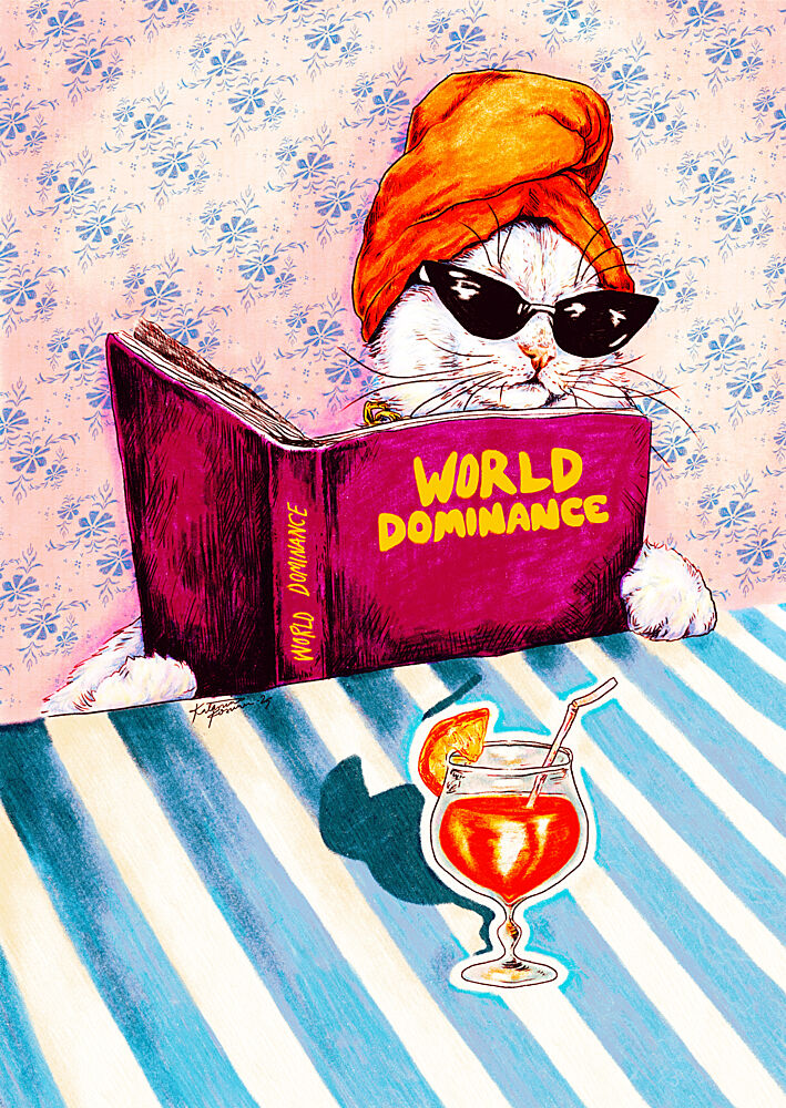 Cat Plotting Dominance art print by Katariina Kosunen for $57.95 CAD