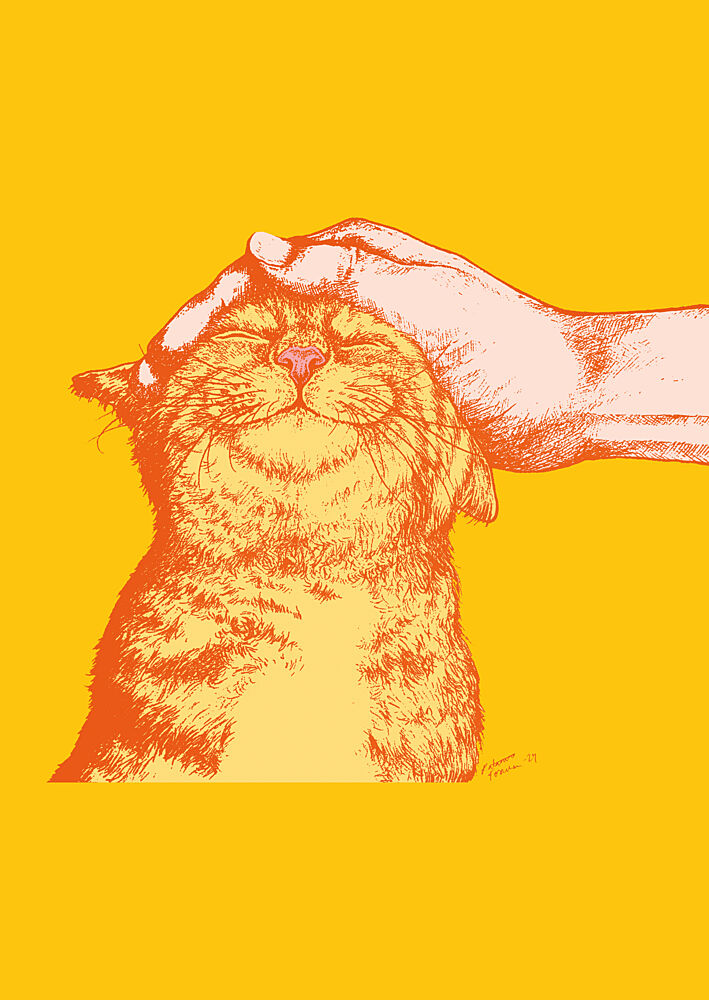 Happy Cat Petting art print by Katariina Kosunen for $57.95 CAD