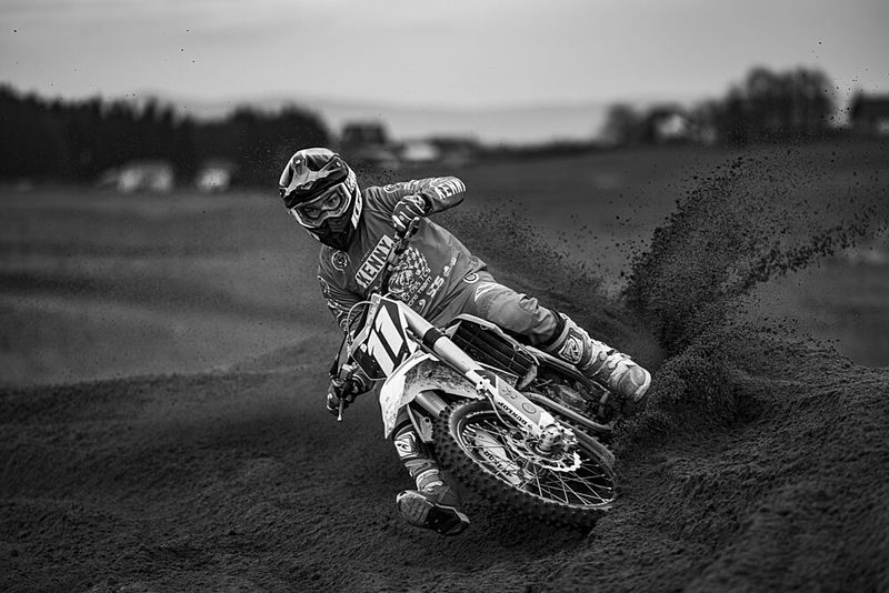 Motocross Cornering Action art print by Attila Szabo for $57.95 CAD