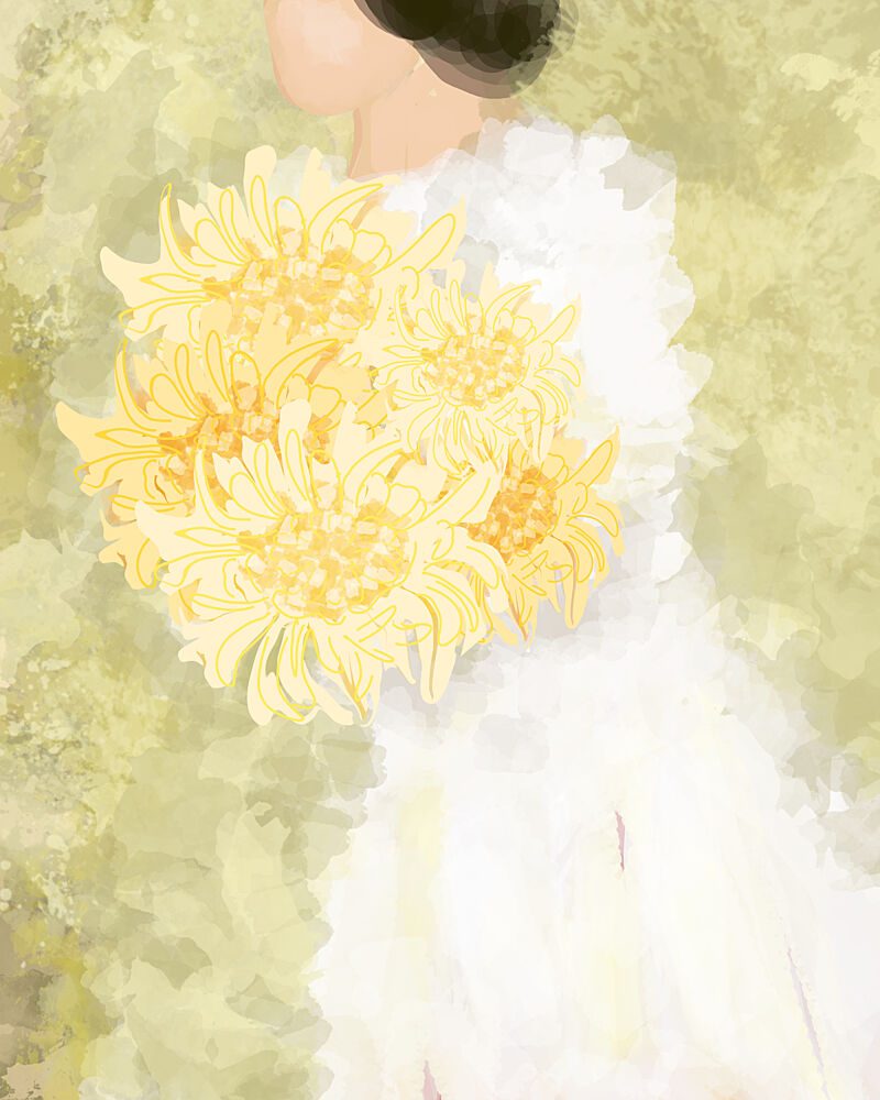 Dreamy Woman Yellow Flowers art print by Sannel Larson for $57.95 CAD