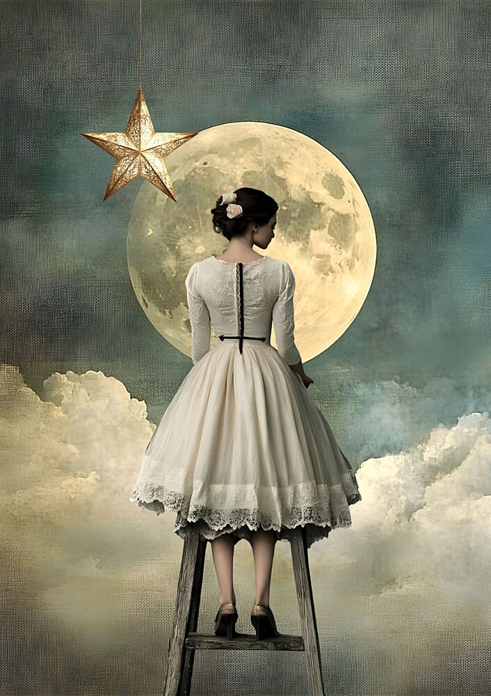 Moonlight Ladder Dream art print by Sue Skellern for $57.95 CAD