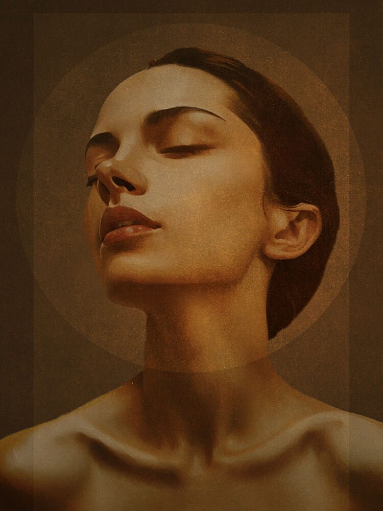 Serene Golden Portrait art print by Marja van den Hurk for $57.95 CAD
