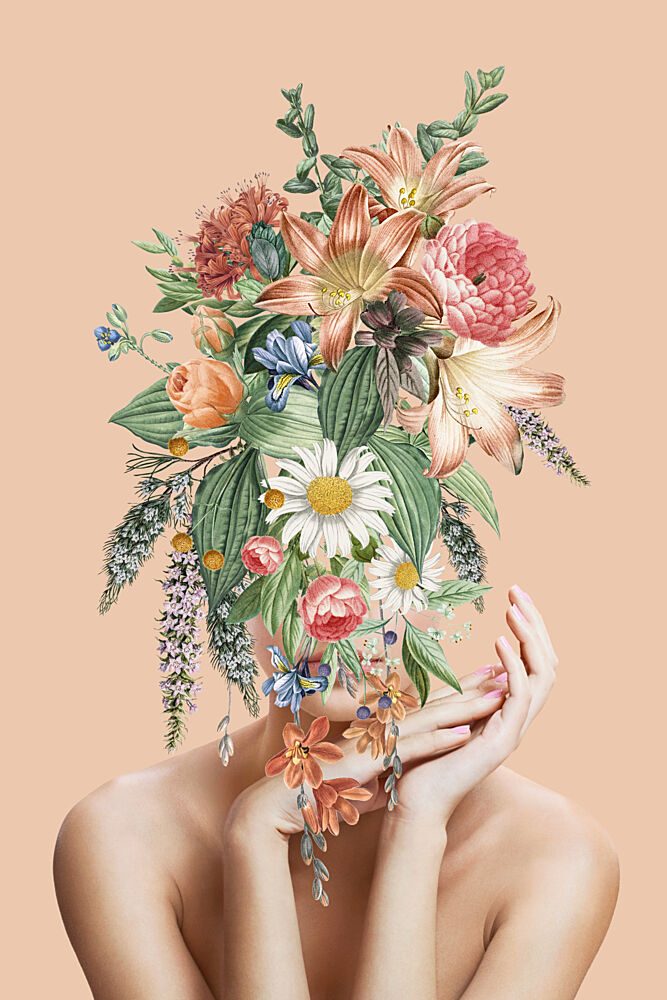 Floral Woman Portrait art print by Marja van den Hurk for $57.95 CAD