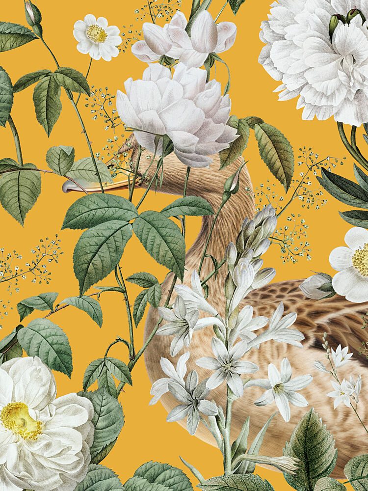 Elegant Bird Flowers art print by Marja van den Hurk for $57.95 CAD