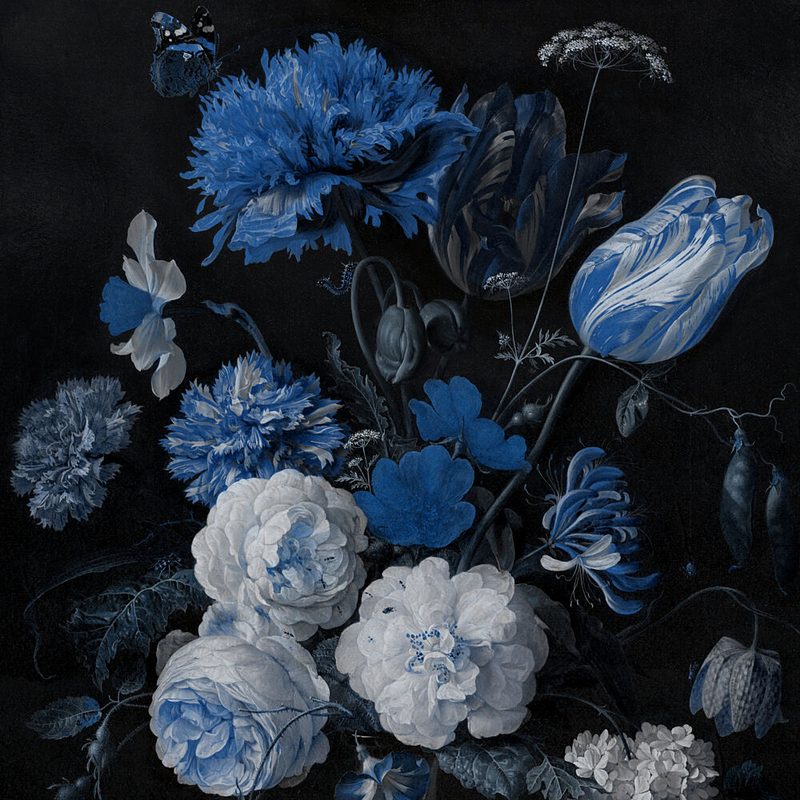 Dark Blue Floral Still Life art print by Marja van den Hurk for $57.95 CAD