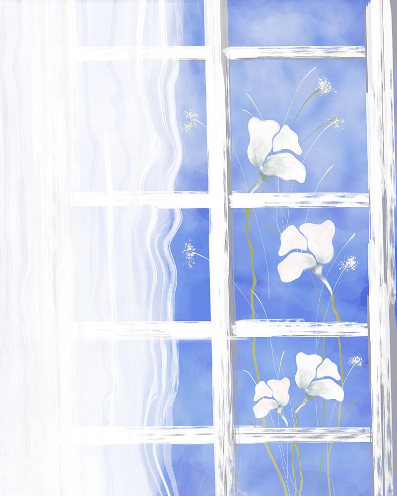 Blue Window Blooms art print by Sannel Larson for $57.95 CAD