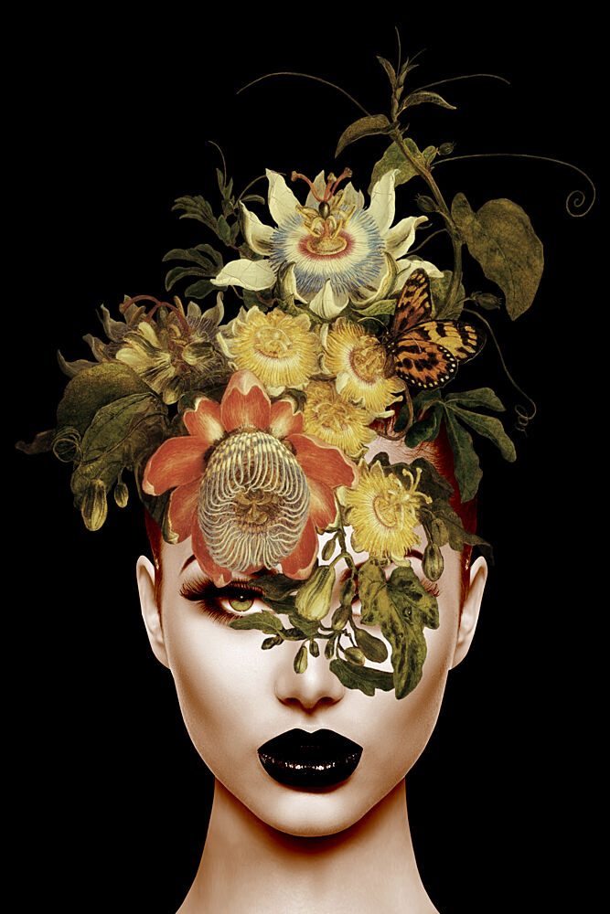 Mysterious Floral Portrait art print by Marja van den Hurk for $57.95 CAD