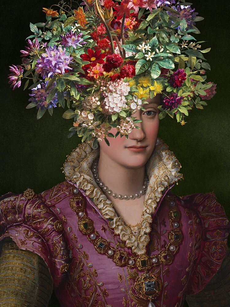 Regal Woman Floral Crown art print by Marja van den Hurk for $57.95 CAD
