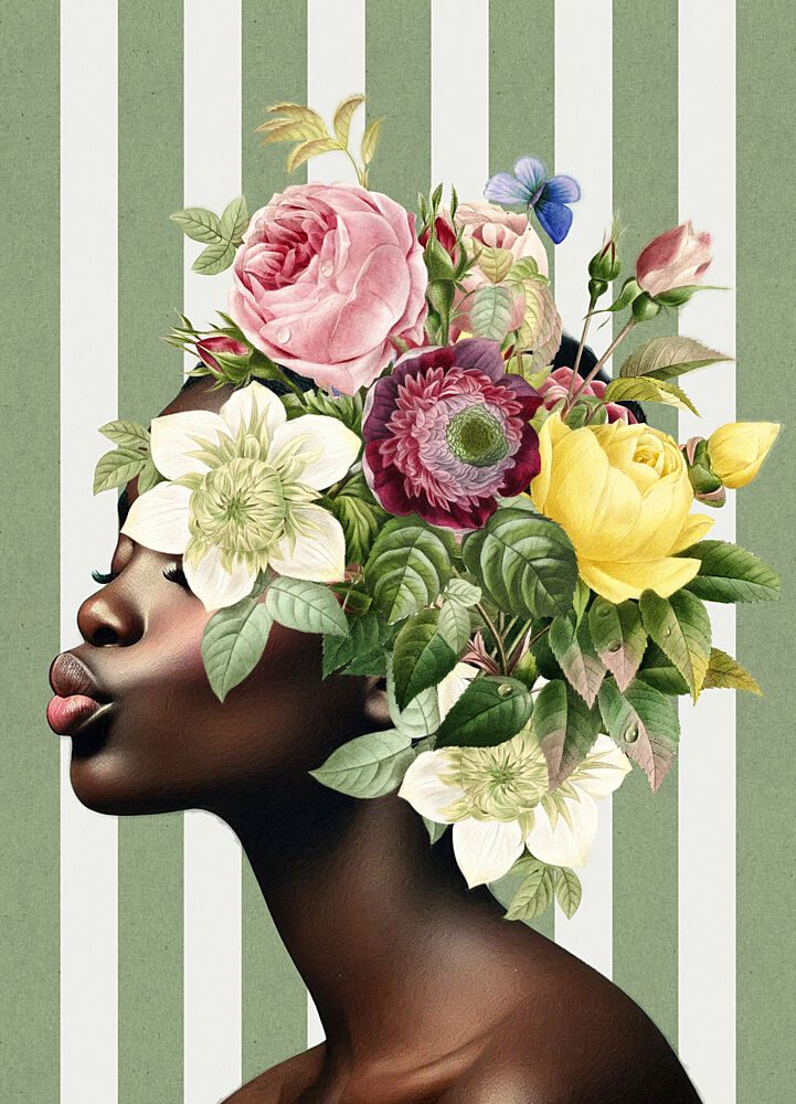 Floral Woman Kiss art print by Marja van den Hurk for $57.95 CAD