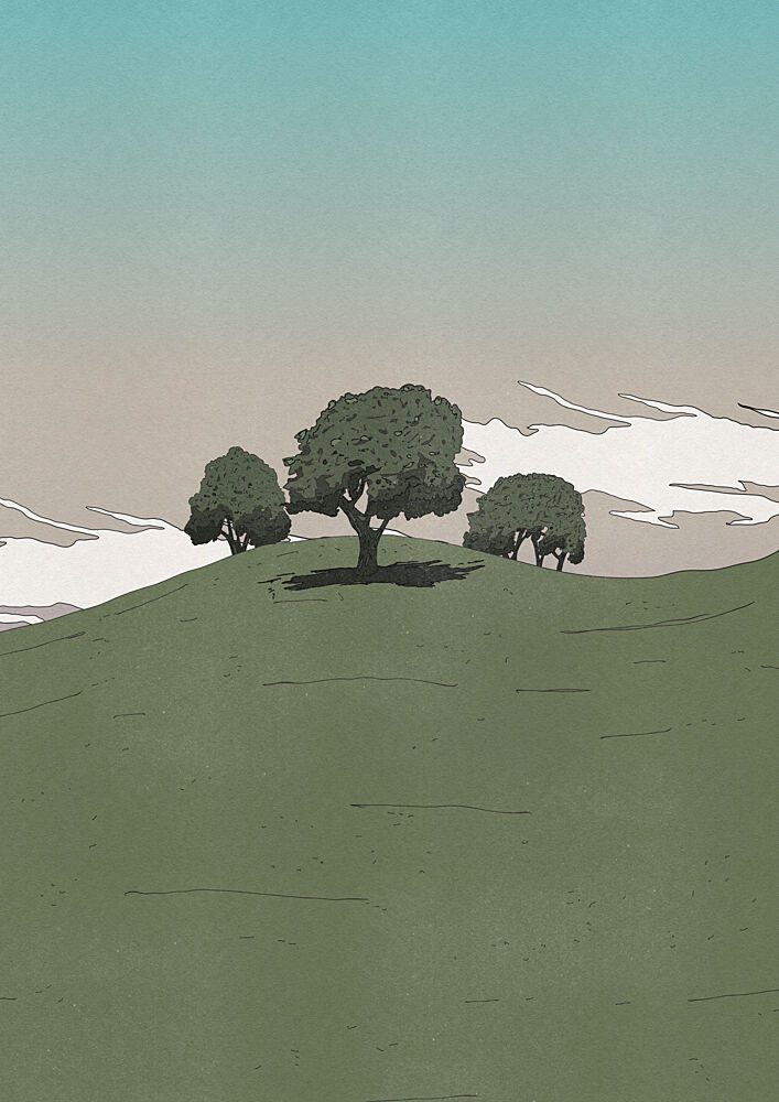 Minimalist Hillside Trees art print by Nicholas for $57.95 CAD