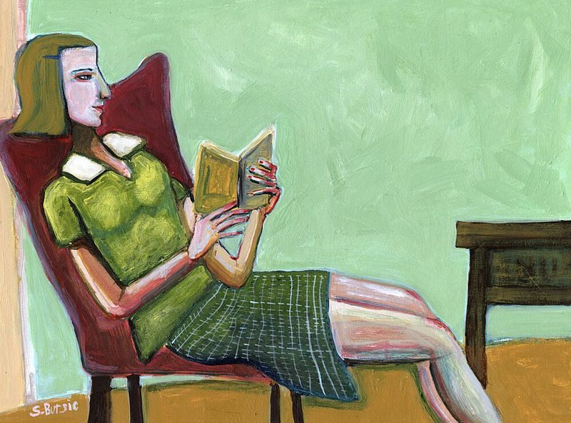 Woman Reading Book art print by Sharyn Bursic for $57.95 CAD
