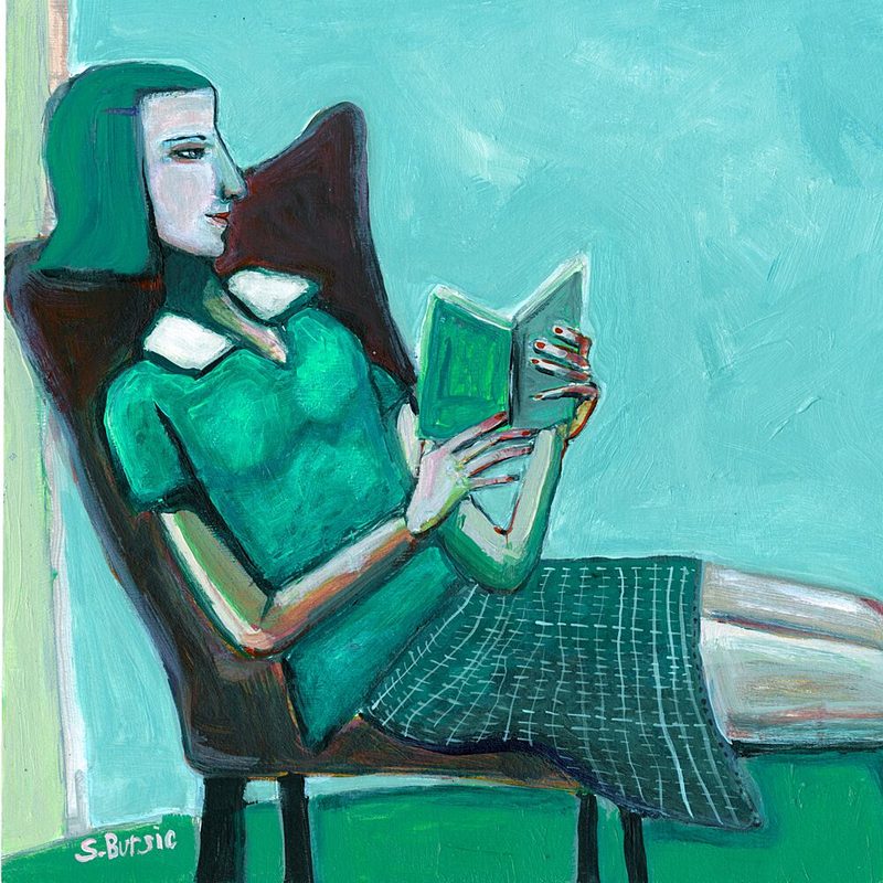 Green Woman Reading art print by Sharyn Bursic for $57.95 CAD