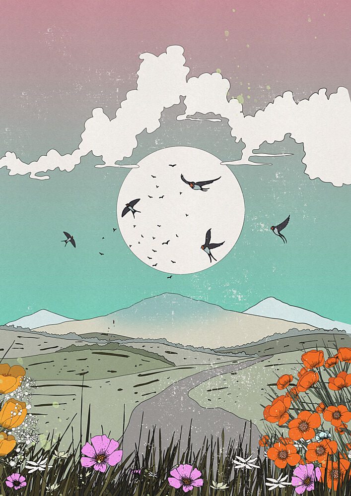 Swallows over Mountain Road art print by Nicholas for $57.95 CAD