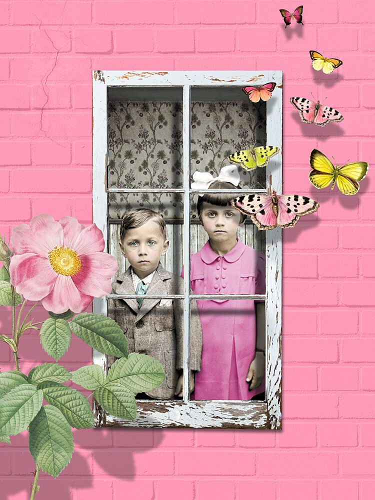 Children and Pink Butterflies art print by Marja van den Hurk for $57.95 CAD