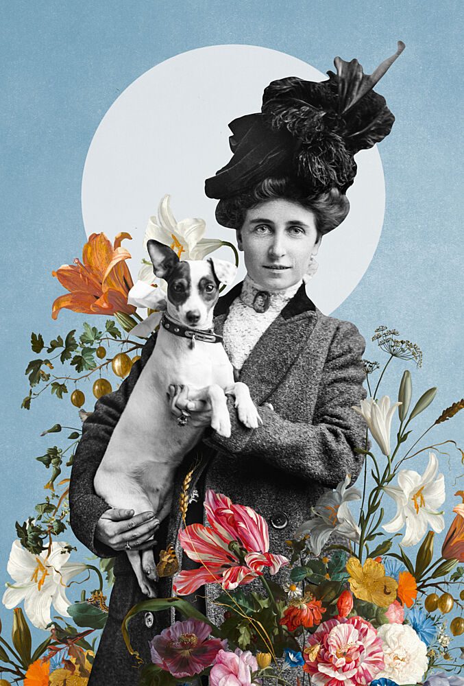 Vintage Lady Floral Portrait art print by Marja van den Hurk for $57.95 CAD