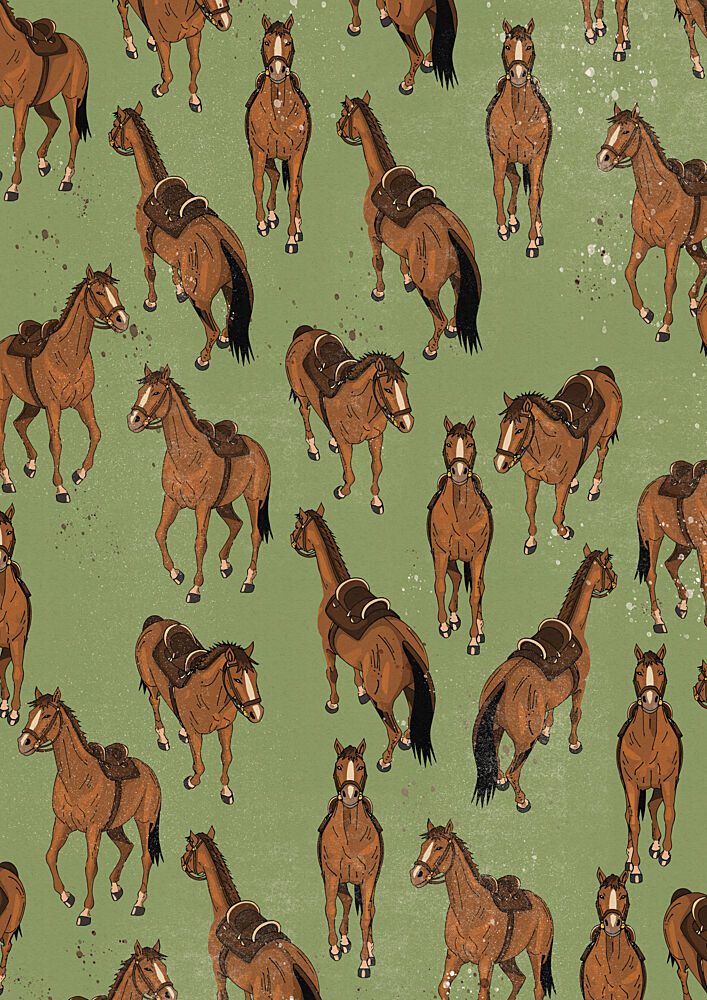 Brown Horses Pattern art print by Nicholas for $57.95 CAD