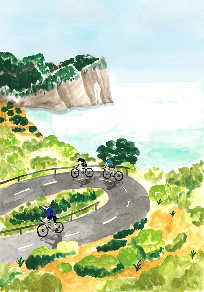 Coastal Cycling Adventure art print by Karen Menzenbach for $57.95 CAD