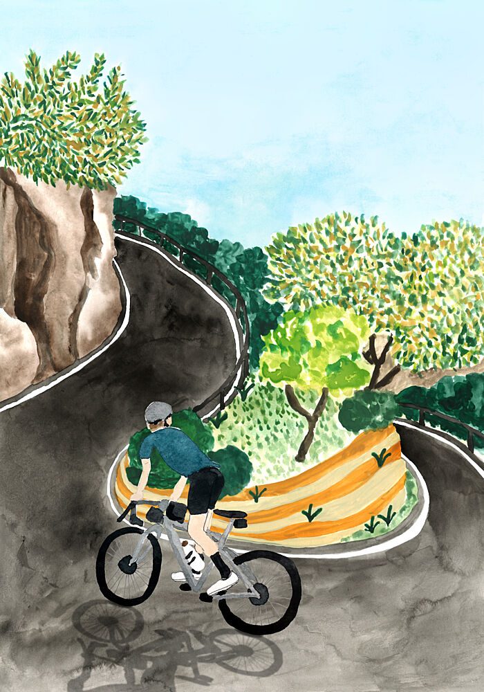 Scenic Mountain Cycling art print by Karen Menzenbach for $57.95 CAD