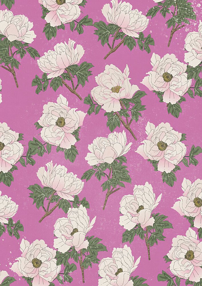 Vibrant Pink Peony Pattern art print by Nicholas for $57.95 CAD