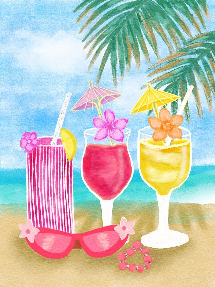 Tropical Beach Drinks art print by Aliya Putrus for $57.95 CAD