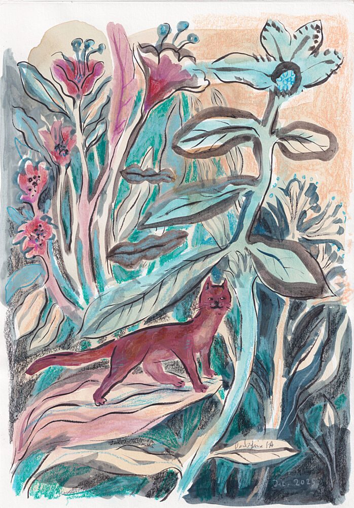 Whimsical Jungle Cat art print by Catalina Somolinos for $57.95 CAD