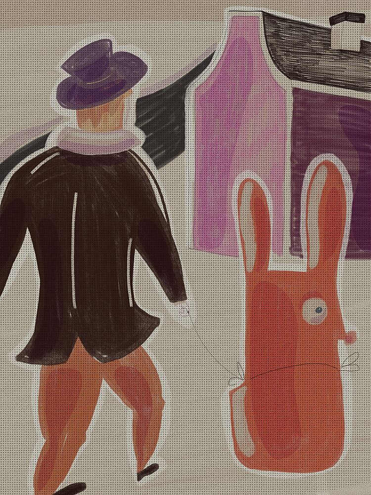 Man Walking Whimsical Rabbit art print by Ellis Illustrations for $57.95 CAD
