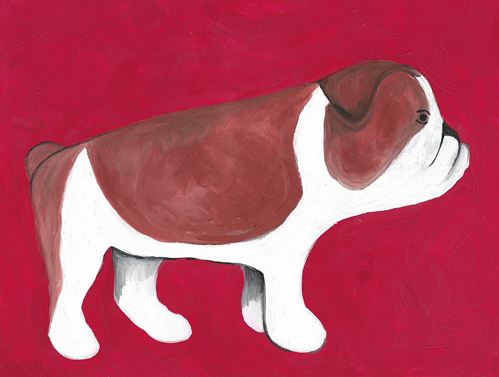 Bulldog on Red art print by Lerin Freyou for $57.95 CAD