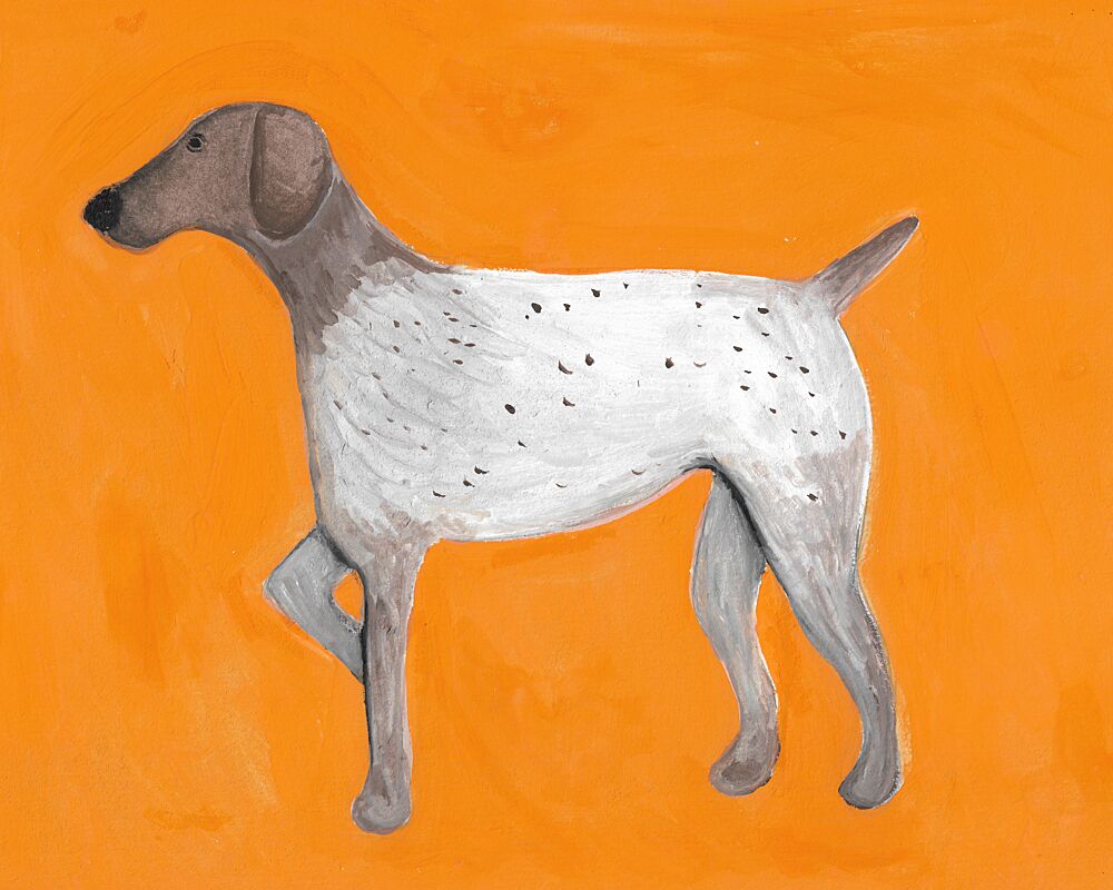 Orange Pointing Dog art print by Lerin Freyou for $57.95 CAD