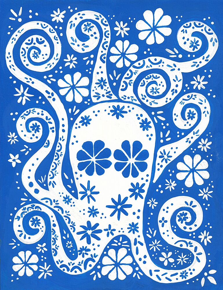 Whimsical Blue Octopus art print by Lerin Freyou for $57.95 CAD