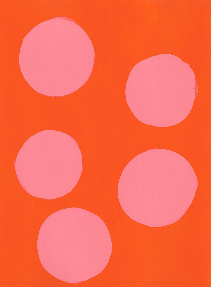 Pink Dots on Orange art print by Lerin Freyou for $57.95 CAD