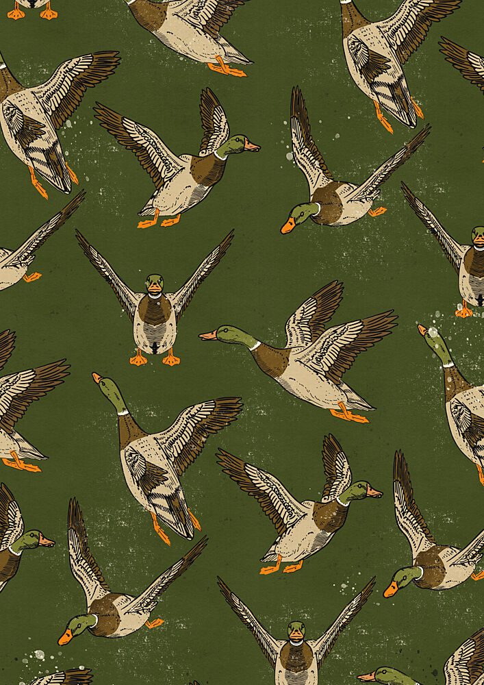 Vintage Mallard Duck Pattern art print by Nicholas for $57.95 CAD