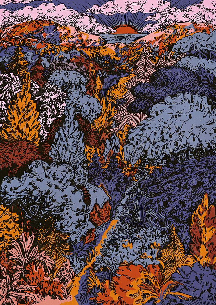 Vibrant Forest Sunset art print by Katariina Kosunen for $57.95 CAD