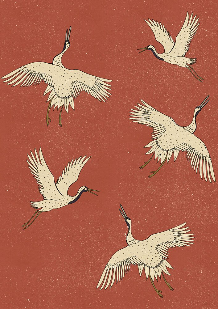 Graceful Crane Flight art print by Nicholas for $57.95 CAD