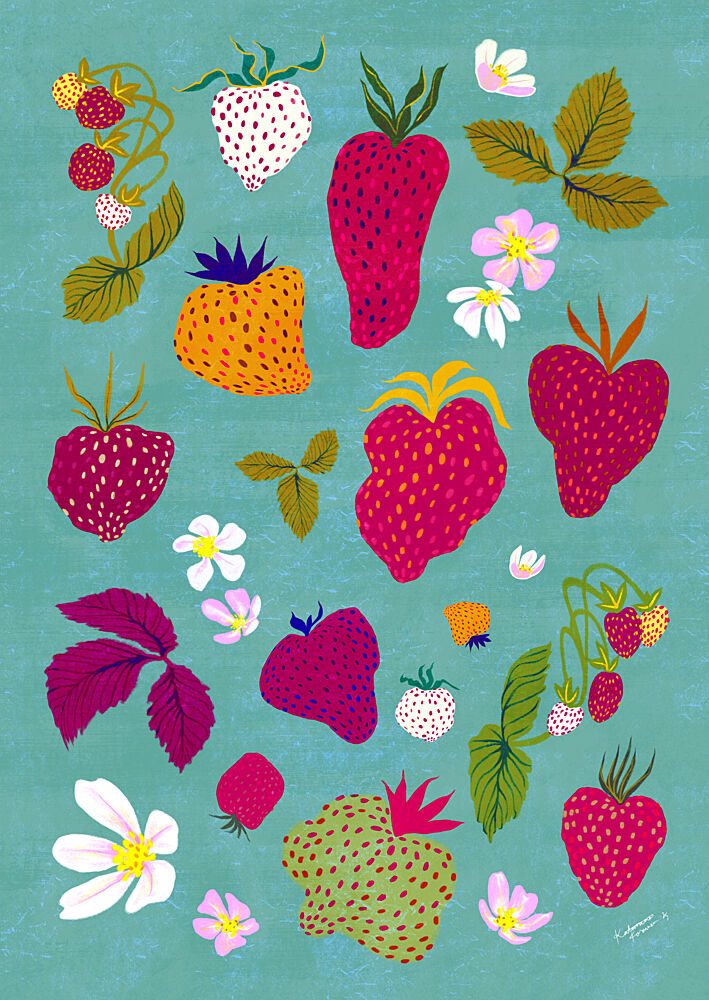 Sweet Strawberry Harvest art print by Katariina Kosunen for $57.95 CAD
