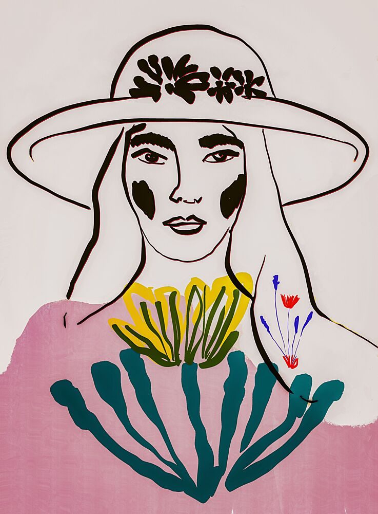 Colorful Floral Portrait art print by Beate Tubach for $57.95 CAD
