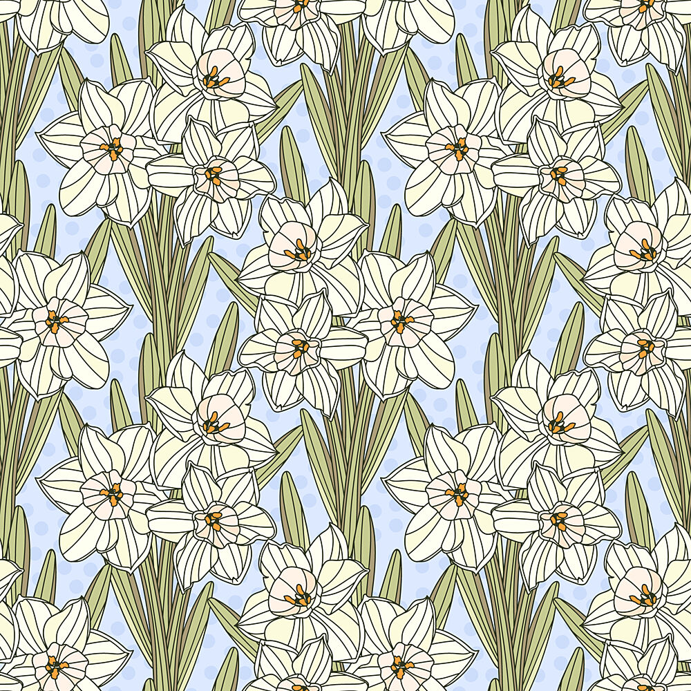 Fresh Daffodil Pattern art print by Olena Kovalova for $57.95 CAD