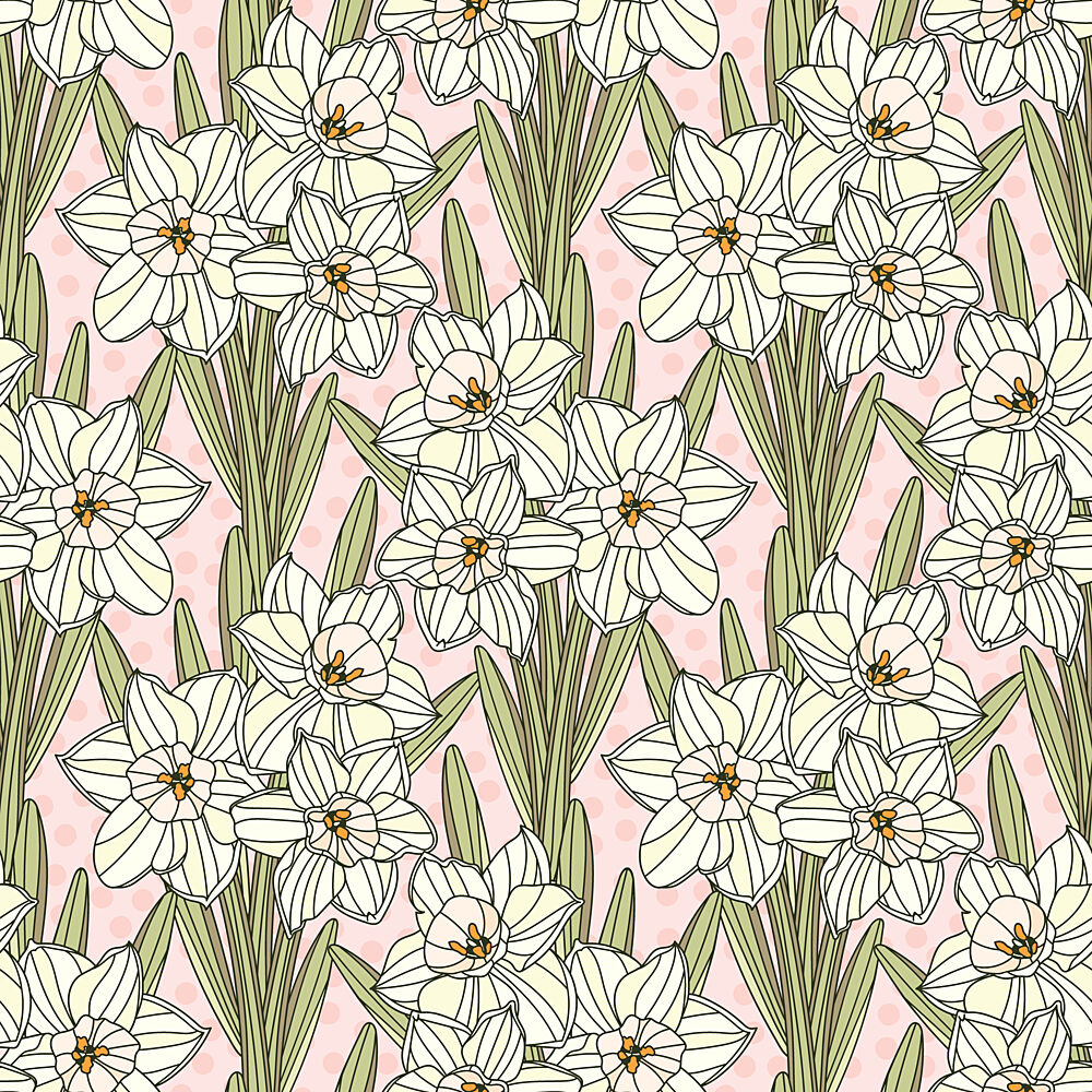 Delicate Daffodil Pattern art print by Olena Kovalova for $57.95 CAD