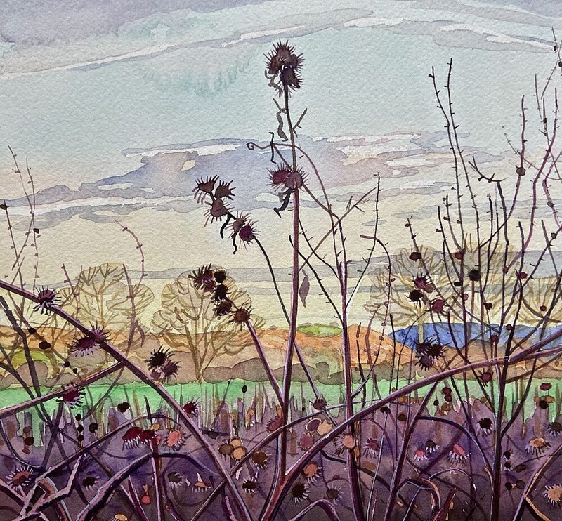 Winter Thistle Landscape art print by Luisa Millicent for $57.95 CAD