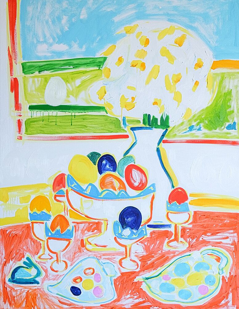Colorful Easter Table art print by Tamara Jare for $57.95 CAD