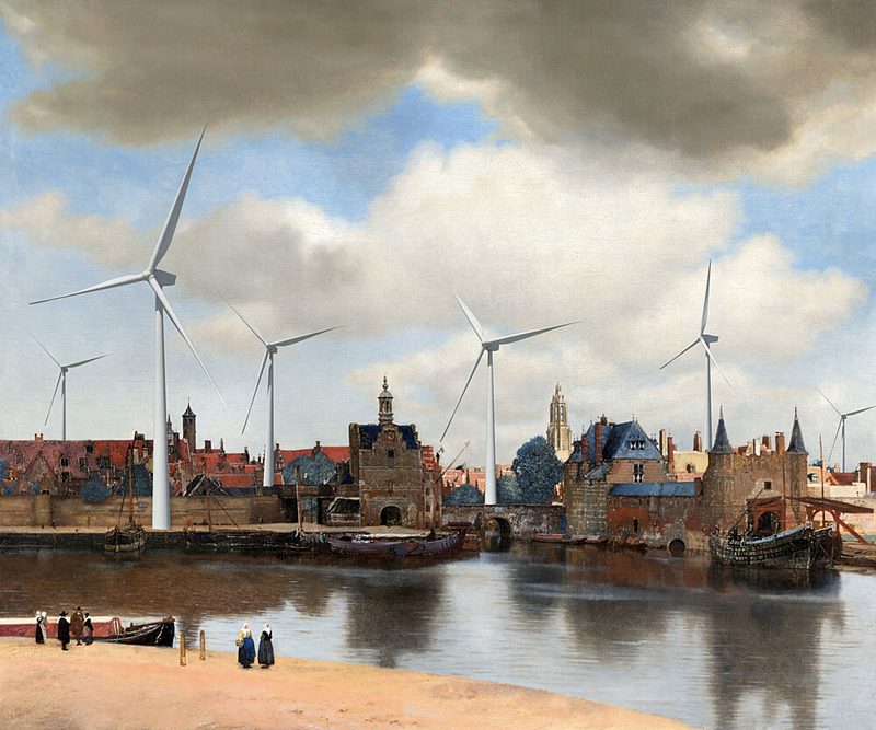 Historic City Wind Turbines art print by Marja van den Hurk for $57.95 CAD