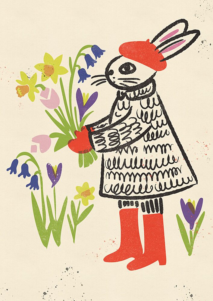 Spring Bunny in Red Boots art print by Nicholas for $57.95 CAD