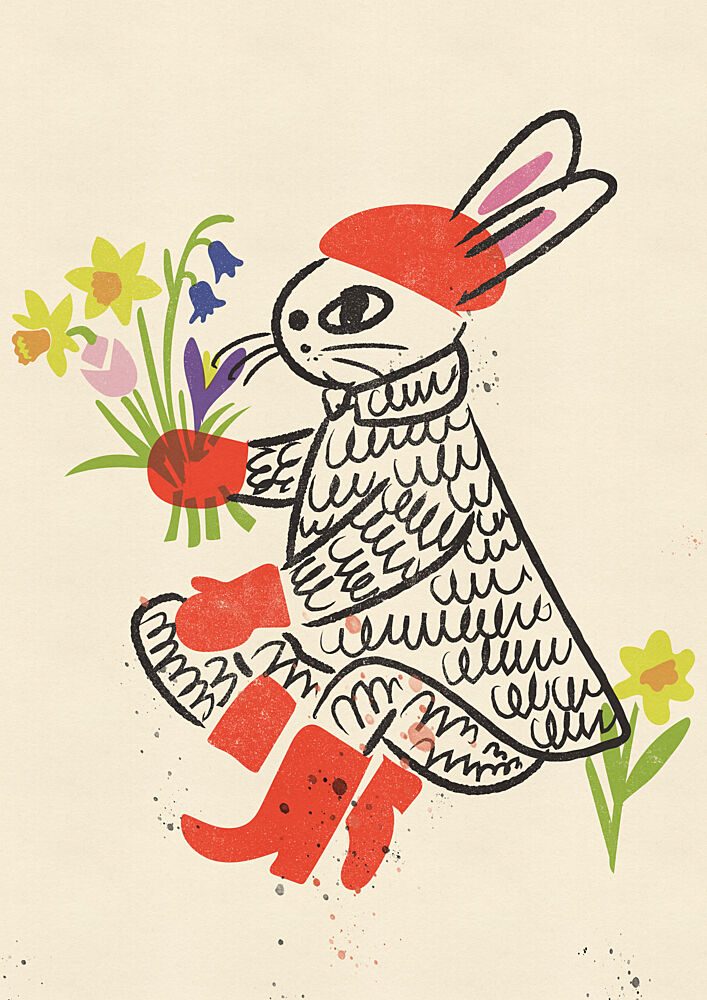 Spring Bunny with Flowers art print by Nicholas for $57.95 CAD